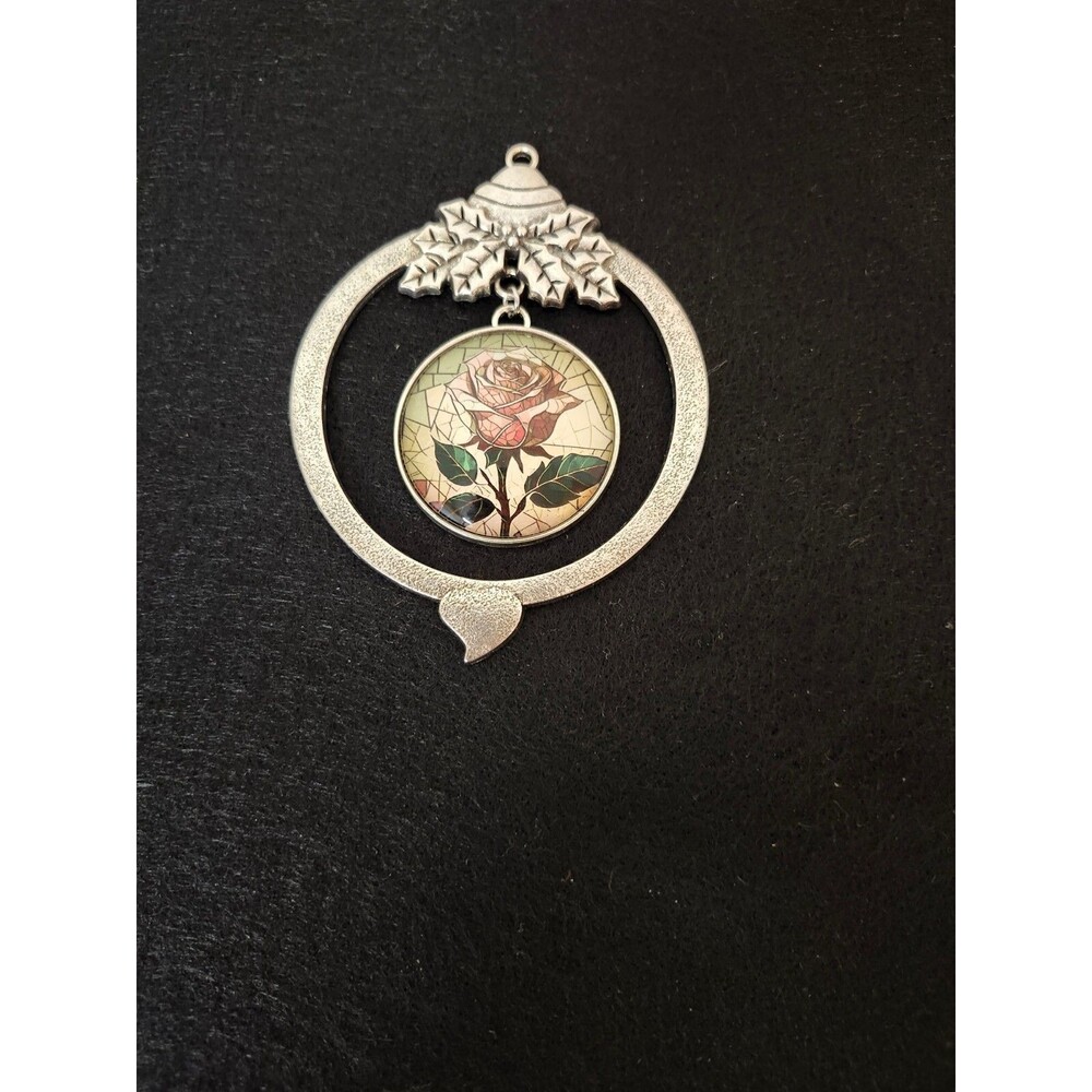 Rose Lantern Metal Ornament 4 Inches